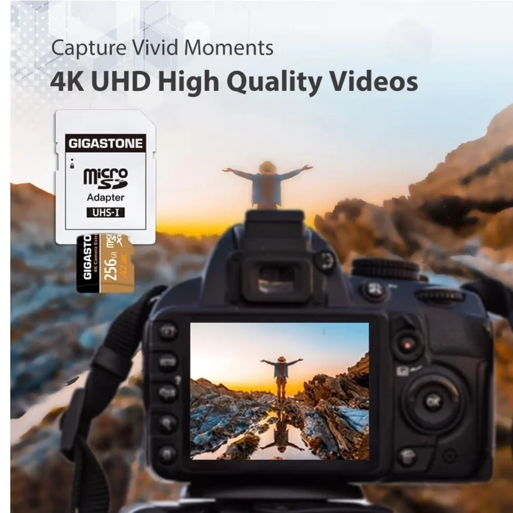 GIGASTONE 256GB Micro SD Card, 4K Camera Extreme, MicroSDXC Memory Card